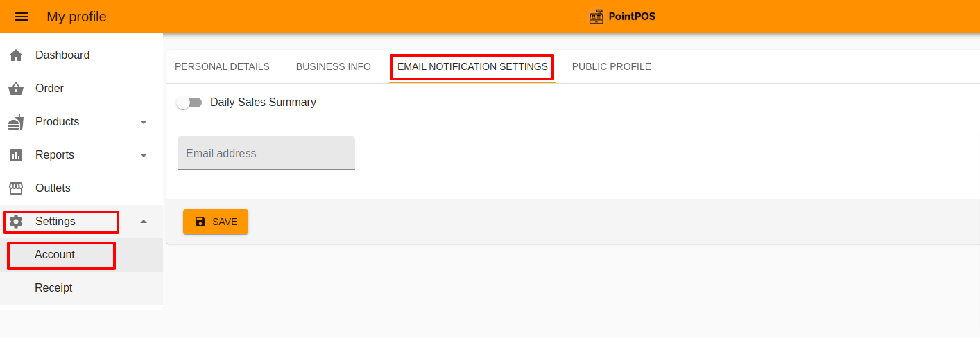 Email Notification Settings Page